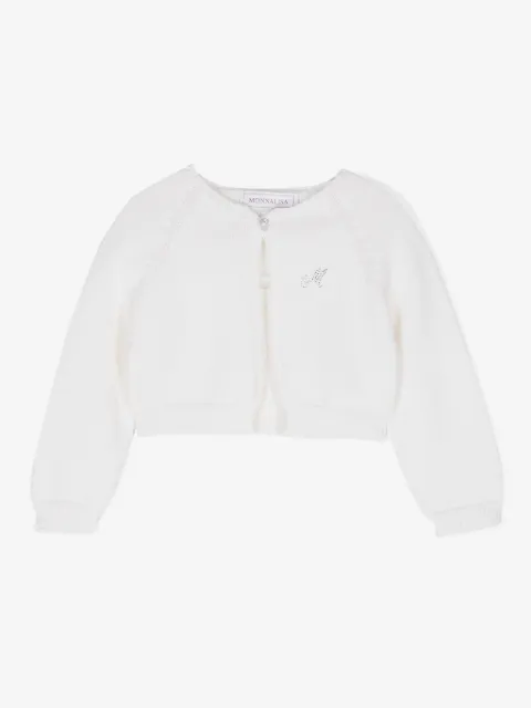 Monnalisa crystal-logo wool cardigan