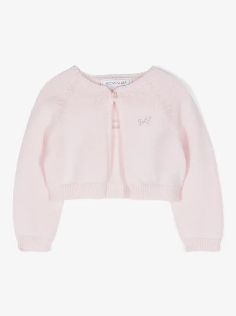 Monnalisa Wollen vest met logo van kristallen