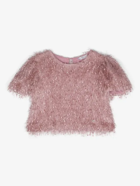 Monnalisa open-top fringe jacket