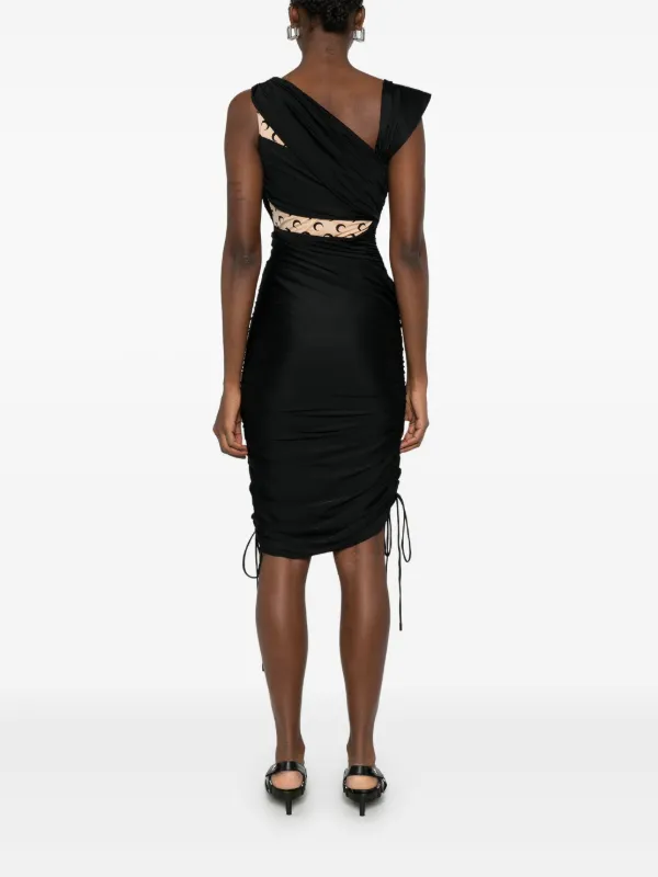 Marine Serre Draped Jersey Midi Dress | Black | FARFETCH
