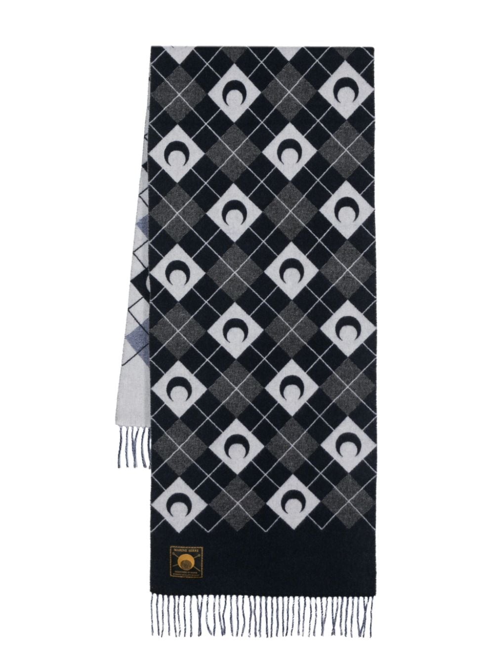 Shop Marine Serre Moonogram Argyle-pattern Scarf In Black