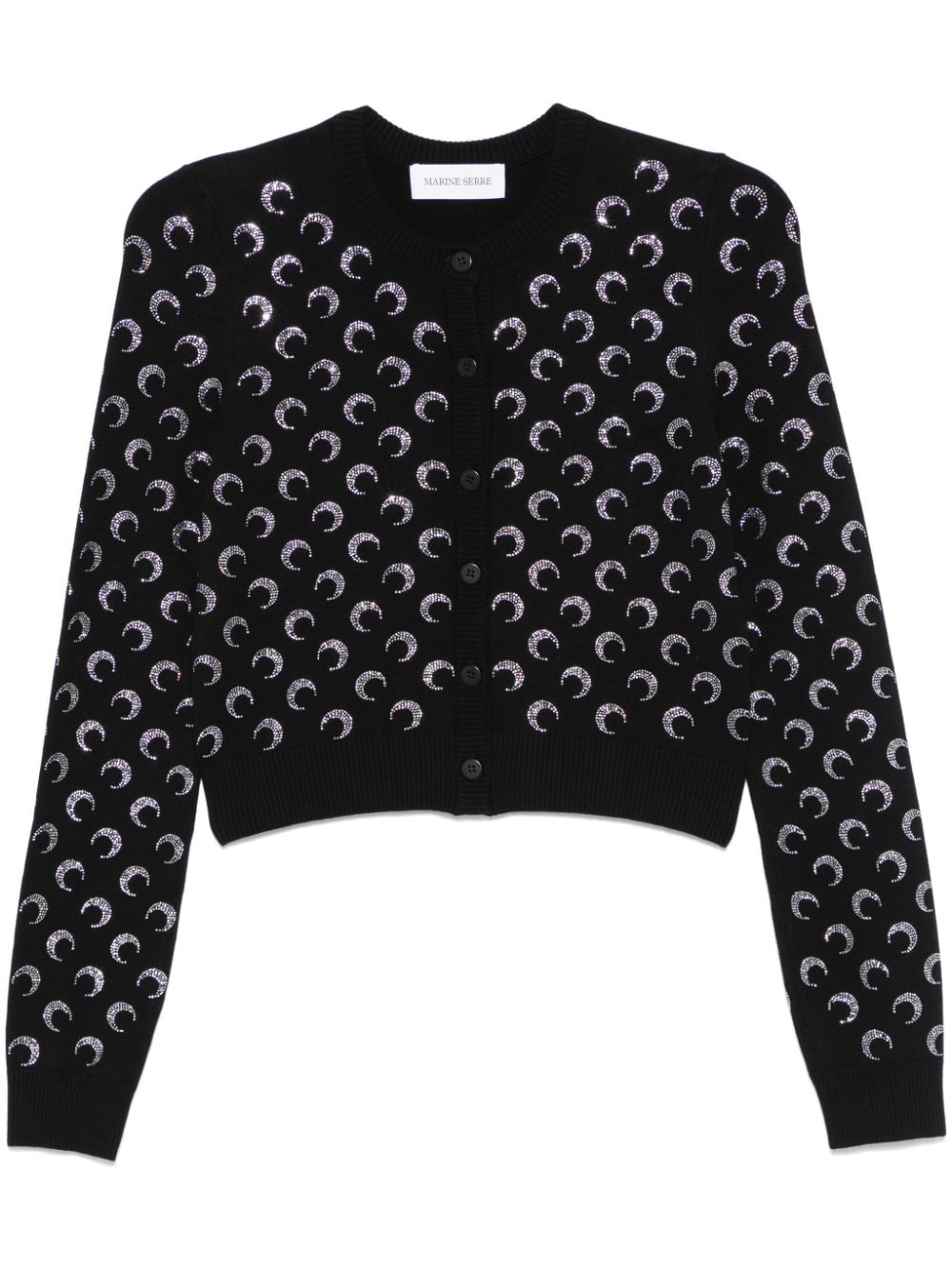 Marine Serre Moon rhinestoned cardigan – Black