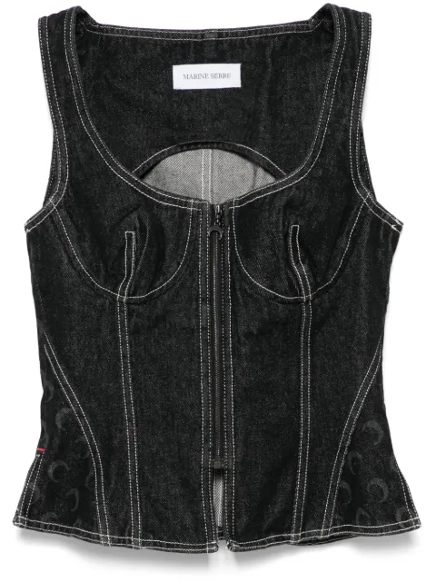 Marine Serre moon-laser denim top