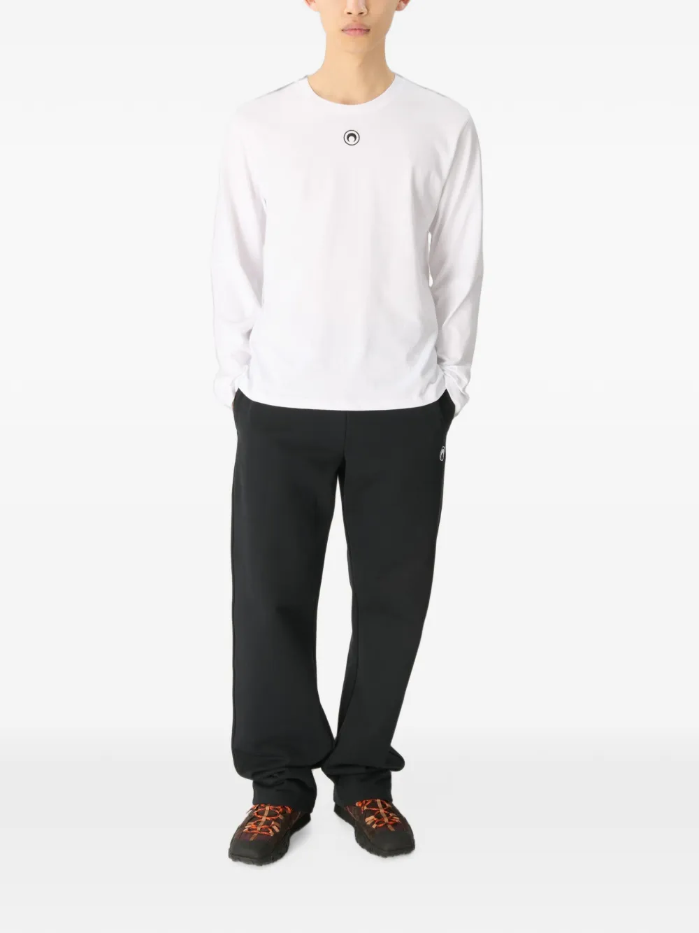Marine Serre Fleece trainingsbroek met logo Zwart