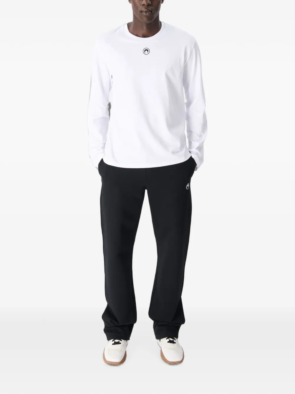 Marine Serre Fleece trainingsbroek met logo Zwart