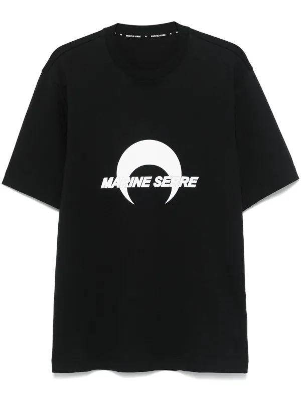 【Marine Serre】コットンジャージー ルーズフィットTシャツ 黒 Marine Serre ジャージー Tシャツ | ブラック | FARFETCH JP