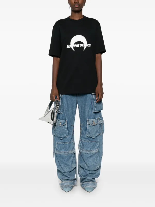 Marine Serre ★ジャージーTシャツ Marine Serre ジャージー Tシャツ | ブラック | FARFETCH JP