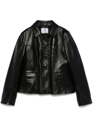 MM6 Maison Margiela レザーライダースジャケット | グリーン