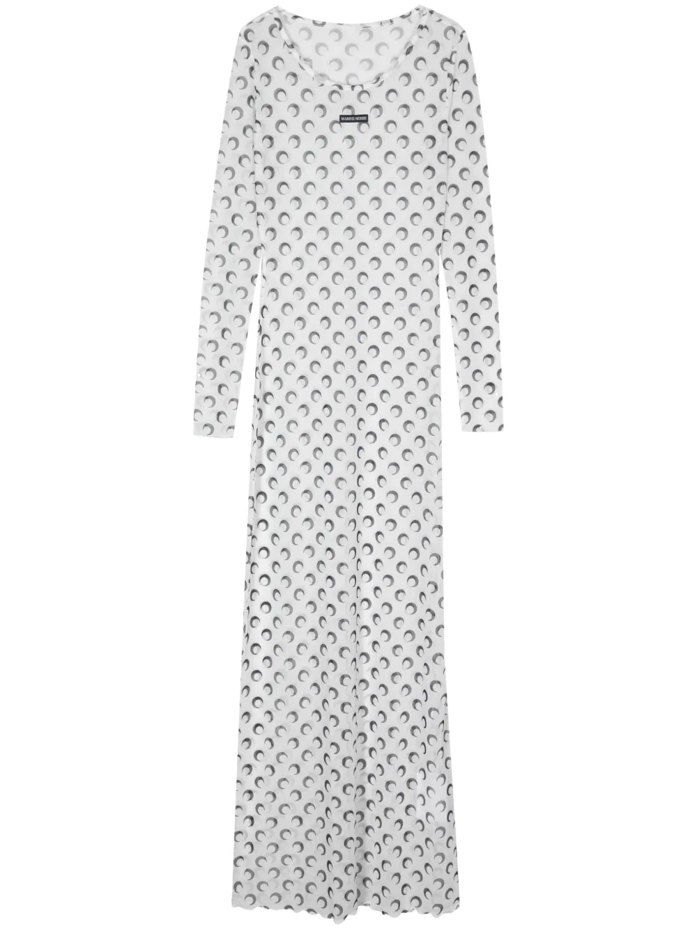 Moon-print mesh maxi dress