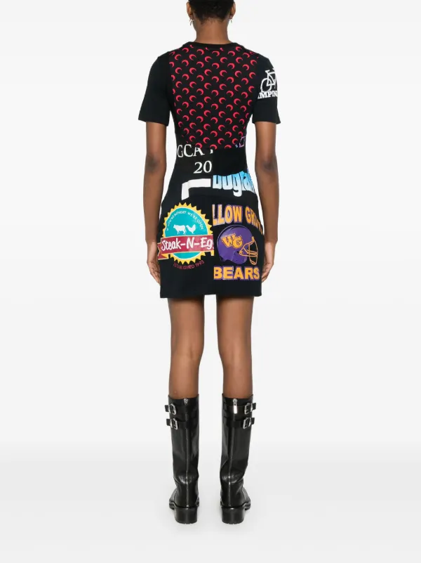 ワンピース MARINE SERRE Printed Stretch Nylon Mini Dress Marine Serre Graphic-print Mini Dress | Black | FARFETCH GE