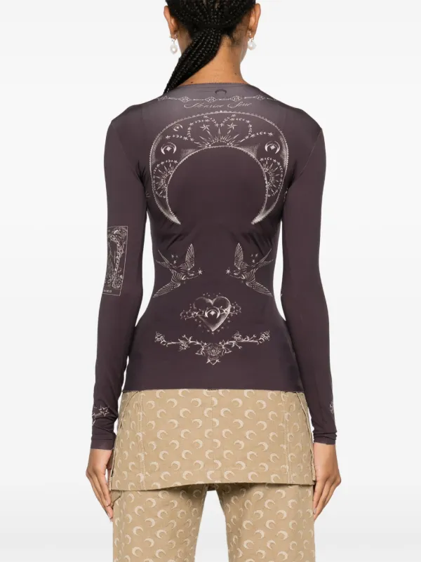 ファッション人気ブランドランキング Marine Serre tattoo-print Top | Brown | FARFETCH GE トップス