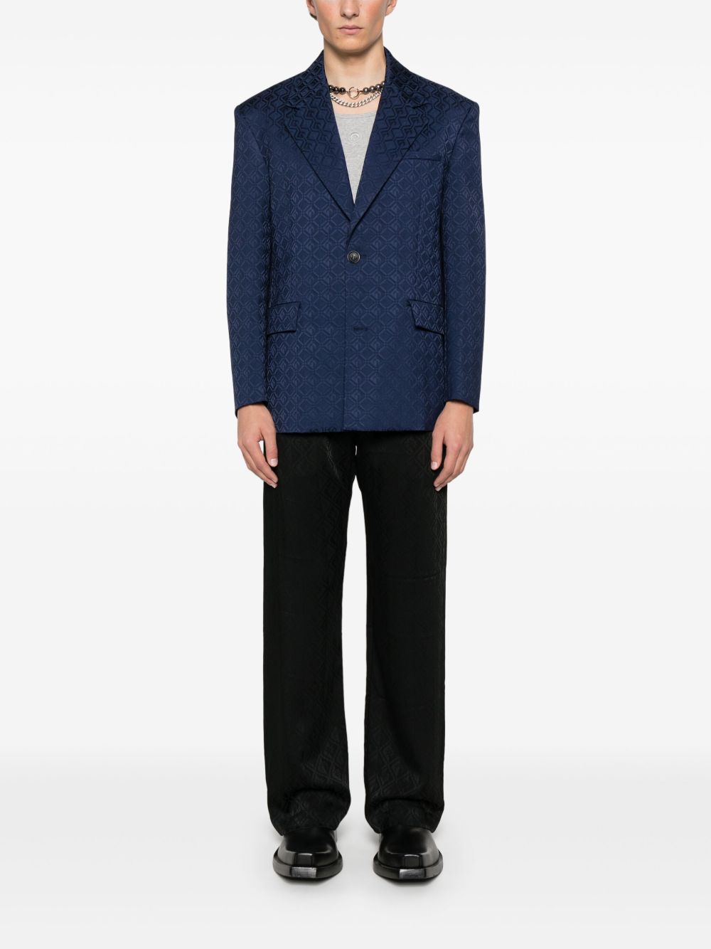 Marine Serre Moon Diamond blazer met jacquard - Blauw