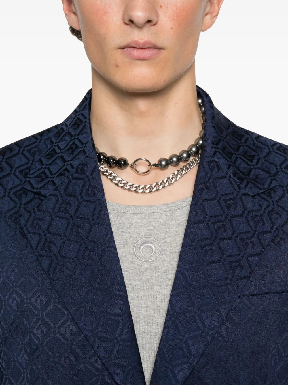 Marine Serre Moon Diamond blazer met jacquard Blauw