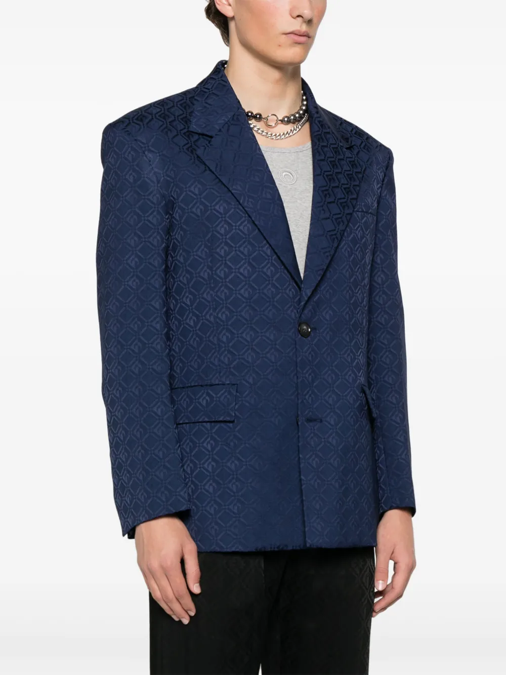 Marine Serre Moon Diamond blazer met jacquard Blauw