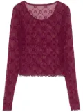 Marine Serre monogram-flock mesh top - Pink