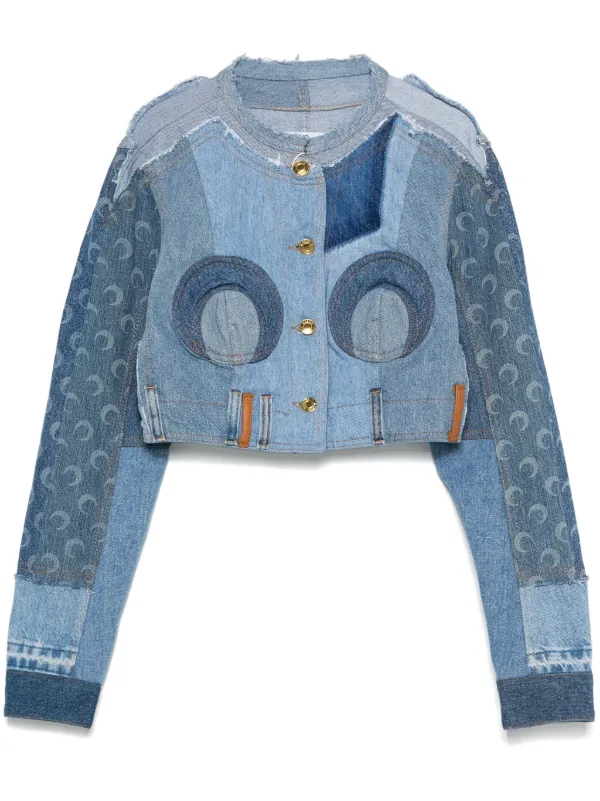 Marine Serre クロップドデニムジャケット Marine Serre クロップド デニムジャケット | ブルー | FARFETCH JP