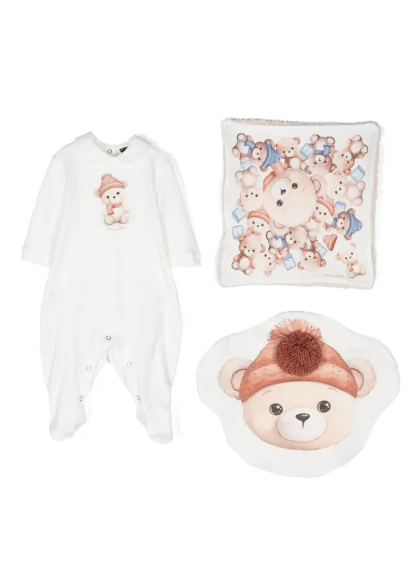 Monnalisa Teddy bear print Cotton Babygrow Set Farfetch