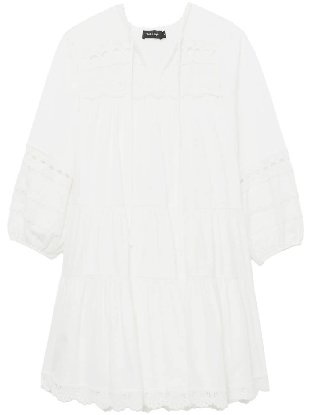 Tout A Coup Lace-trim Ruched Minidress In White