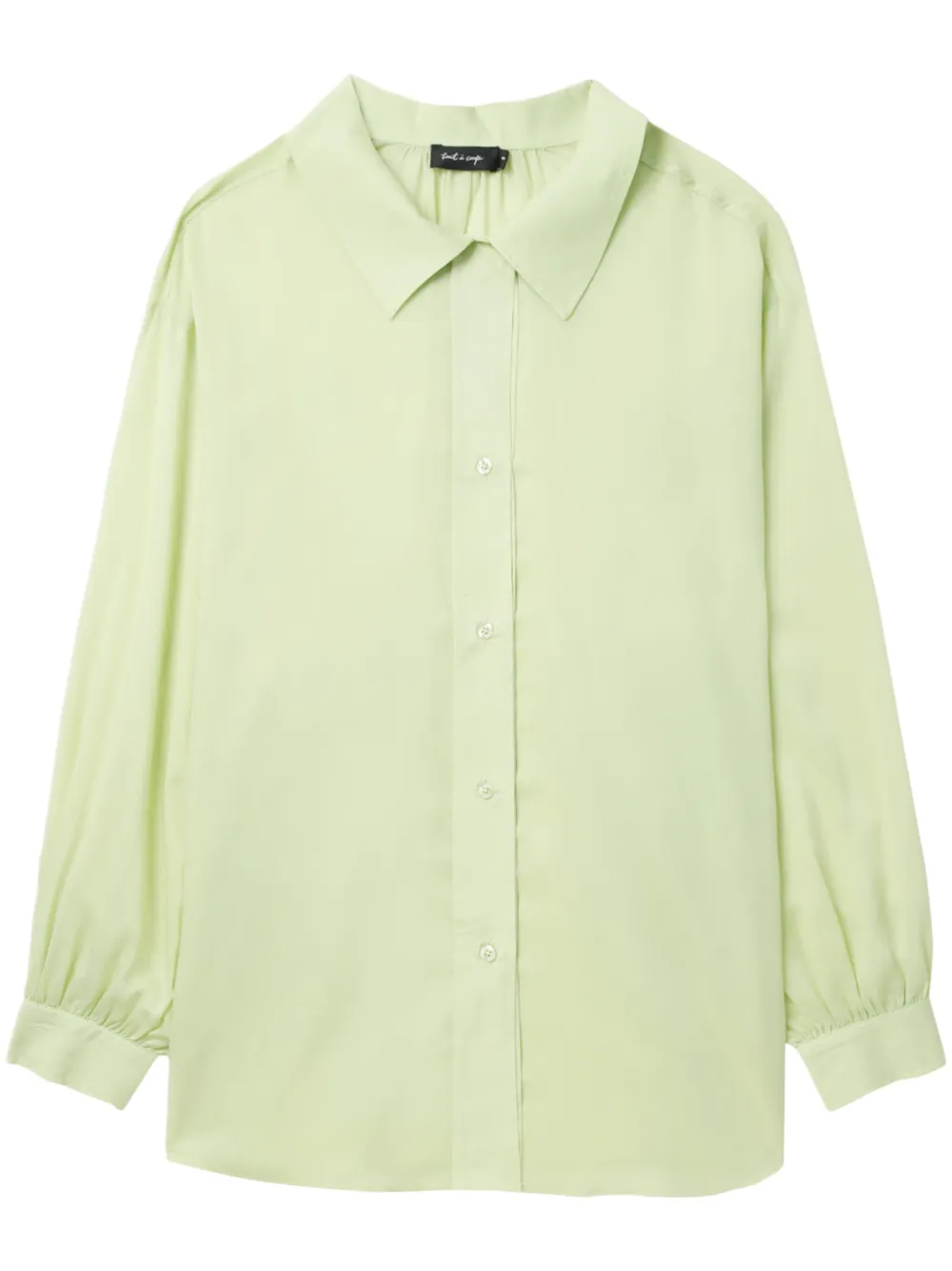 Tout A Coup Ruched-detail Button-up Shirt In Green