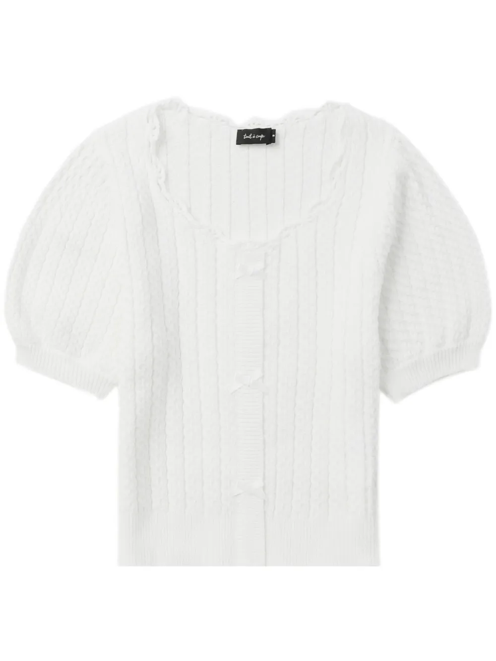 Tout A Coup Cable-knit Short-sleeve Cardigan In White