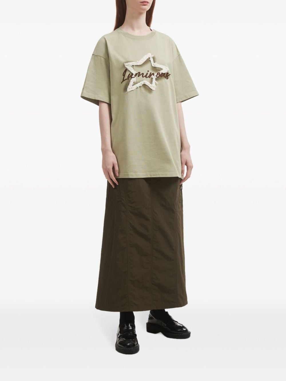 b+ab star-appliquéd cotton T-shirt - Groen
