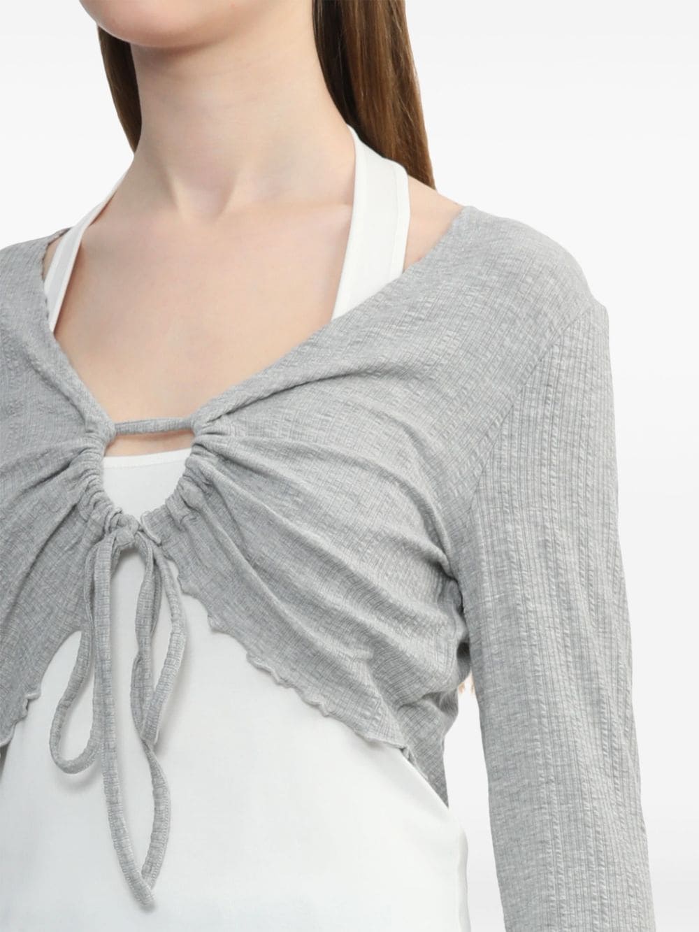 Shop Tout A Coup Tie-fastening Layered T-shirt In Grey