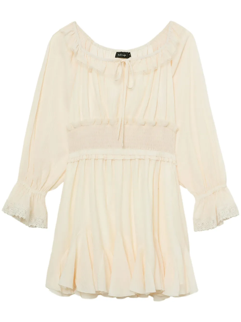 Tout A Coup Lace-trim Pleated Minidress In Neutrals