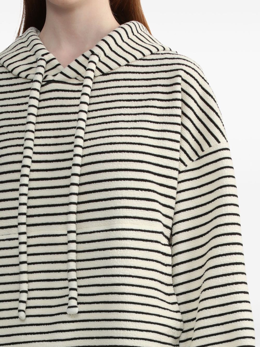 Shop Tout A Coup Striped Towelling-finish Hoodie In Neutrals