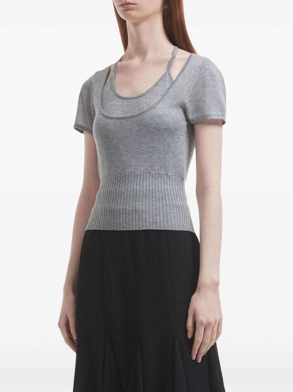 Shop B+ab Layered Knit Top In Grey