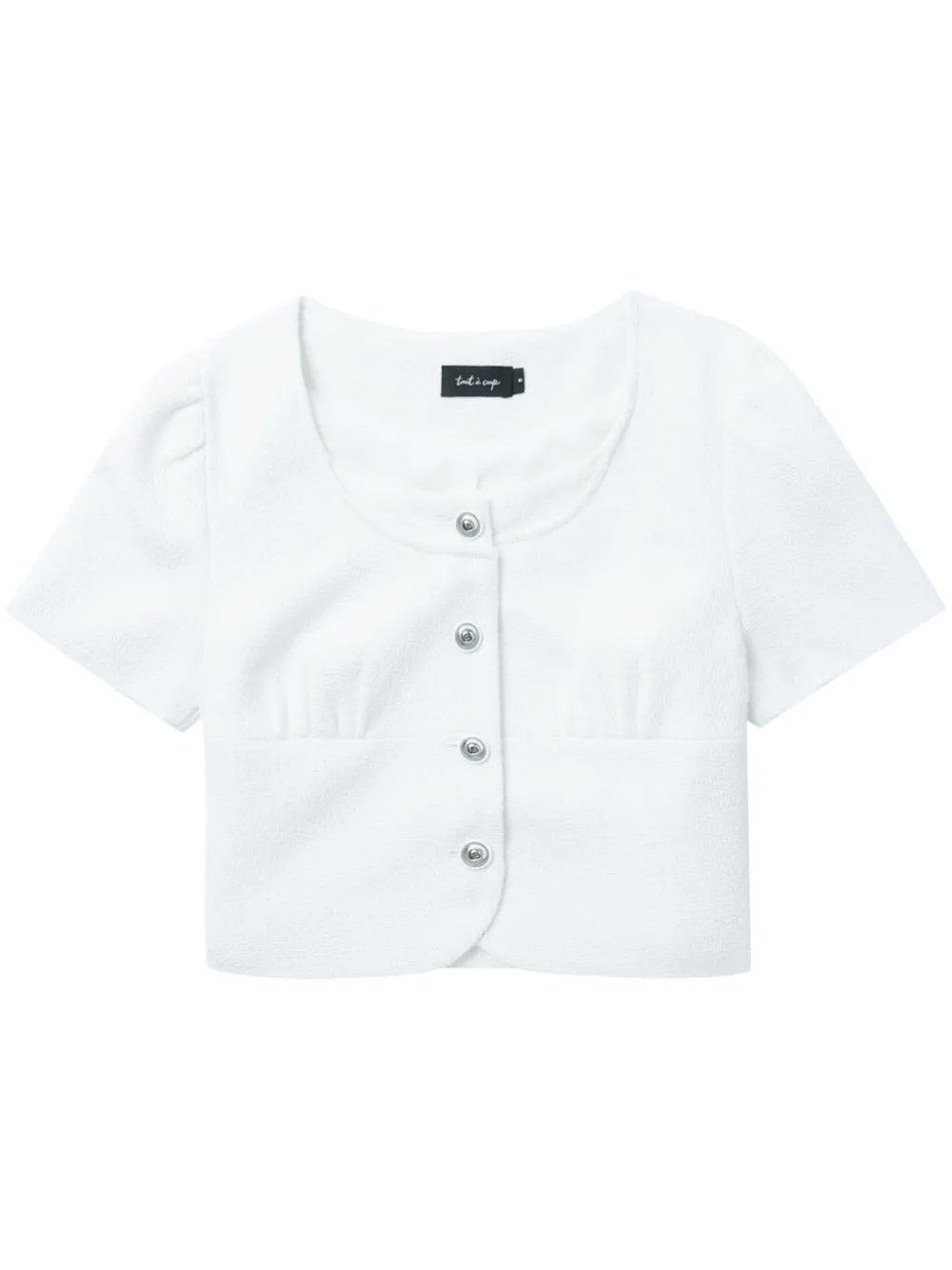 Tout A Coup Gathered-detail Button-up Crop Top In White