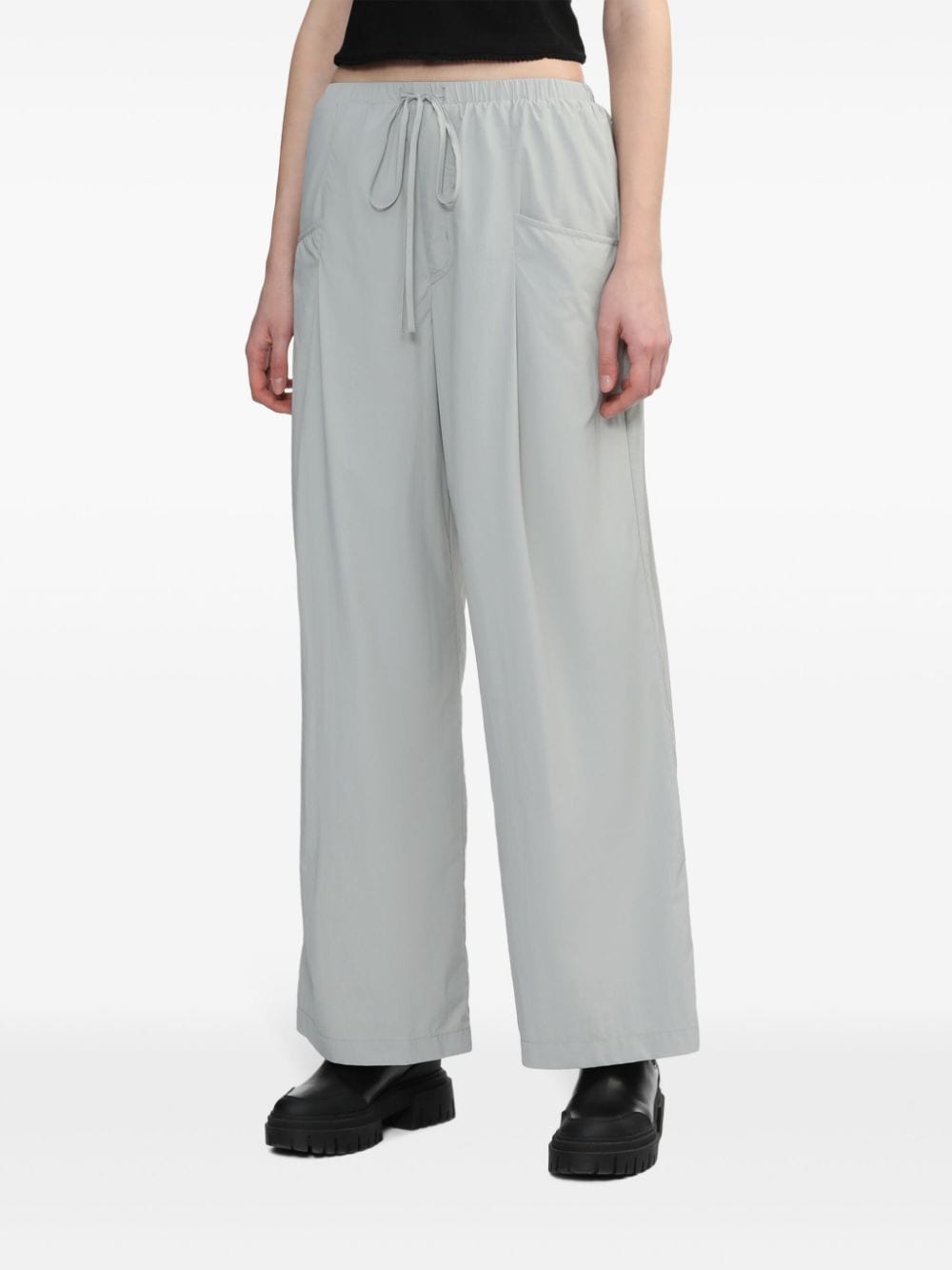 Shop Tout A Coup Drawstring-waist Wide-leg Trousers In Grey