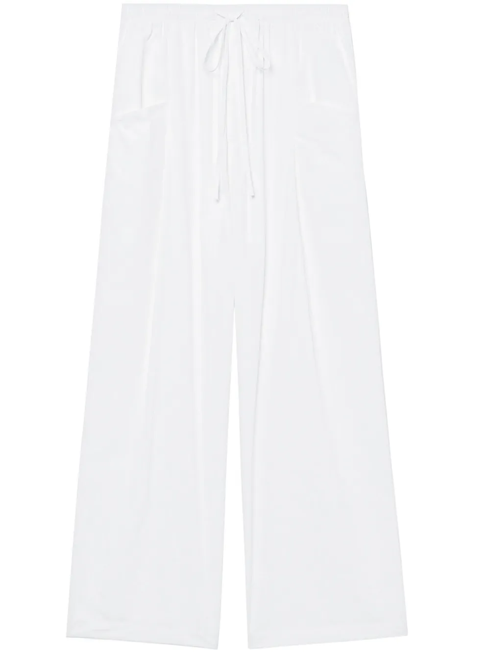 Tout A Coup Drawstring-waist Wide-leg Trousers In White