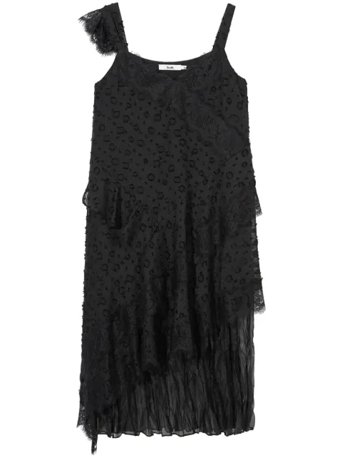 b+ab vestido midi con ribete de encaje