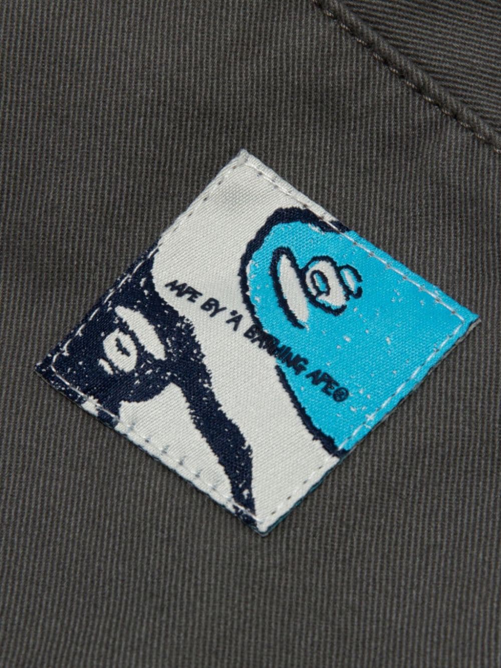 Shop Aape By A Bathing Ape Logo-appliqué Cotton Chino Shorts In Grey