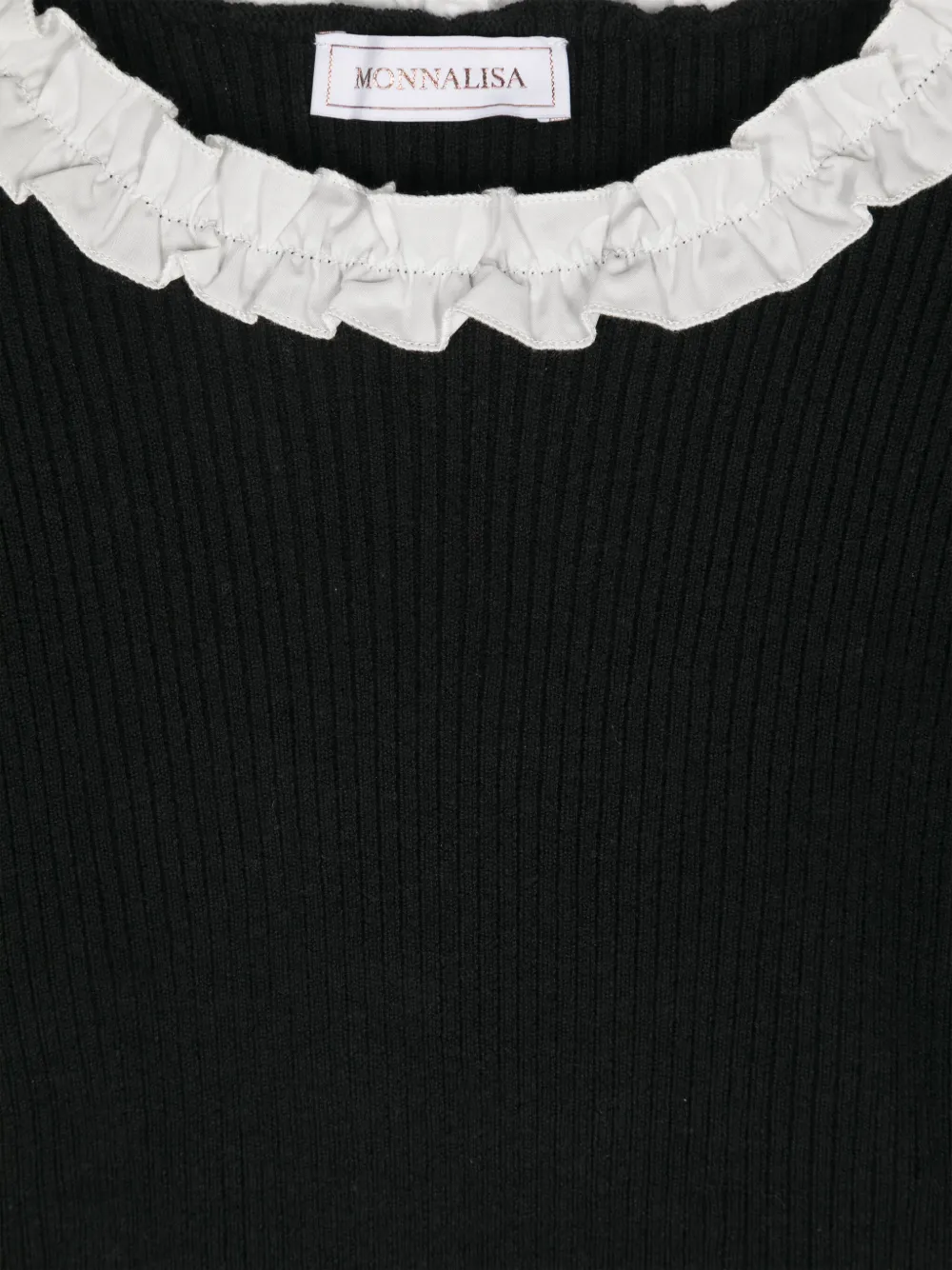 Monnalisa T-shirt met ruchekraag Zwart