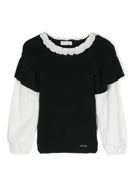 Monnalisa ruffle-collar knitted T-shirt 