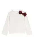 Monnalisa oversize bow-detail jersey sweatshirt - White