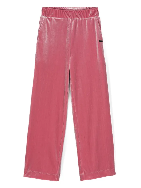 Monnalisa velvet-effect track pants