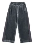 Monnalisa velvet side-stripe trousers - Grey