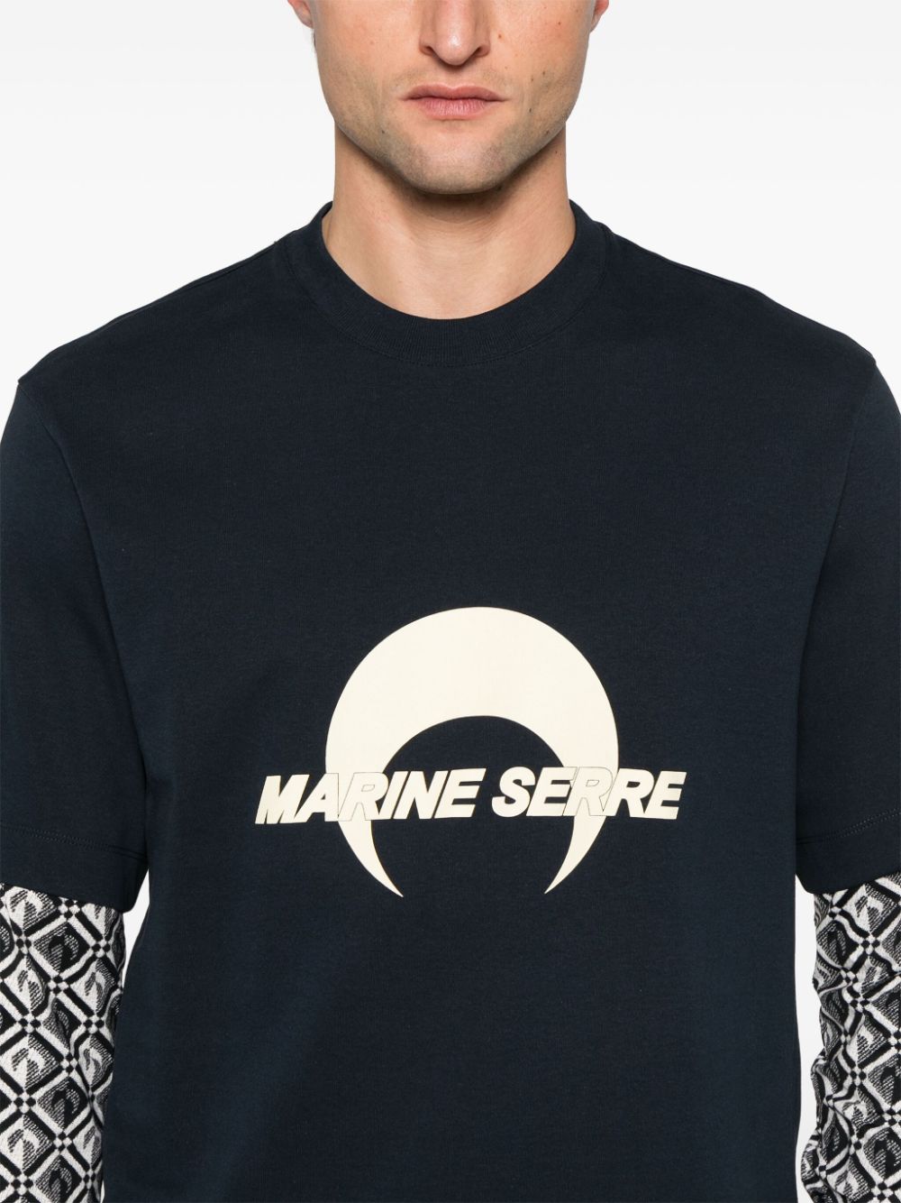 Shop Marine Serre Crescent Moon-print T-shirt In Blue