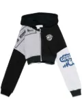 Marine Serre graphic cropped hoodie - Black