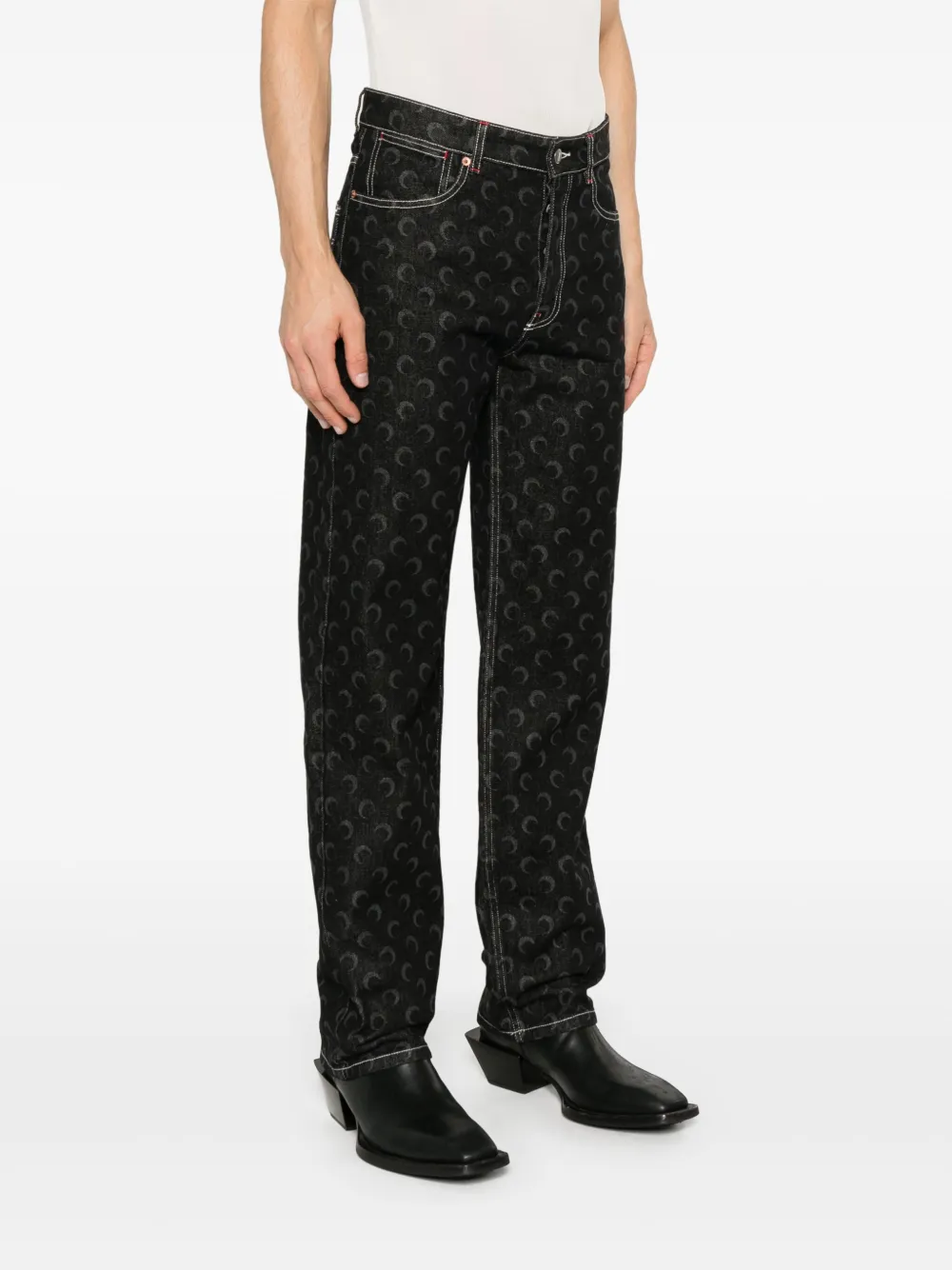 Marine Serre Jeans met maanprint Zwart