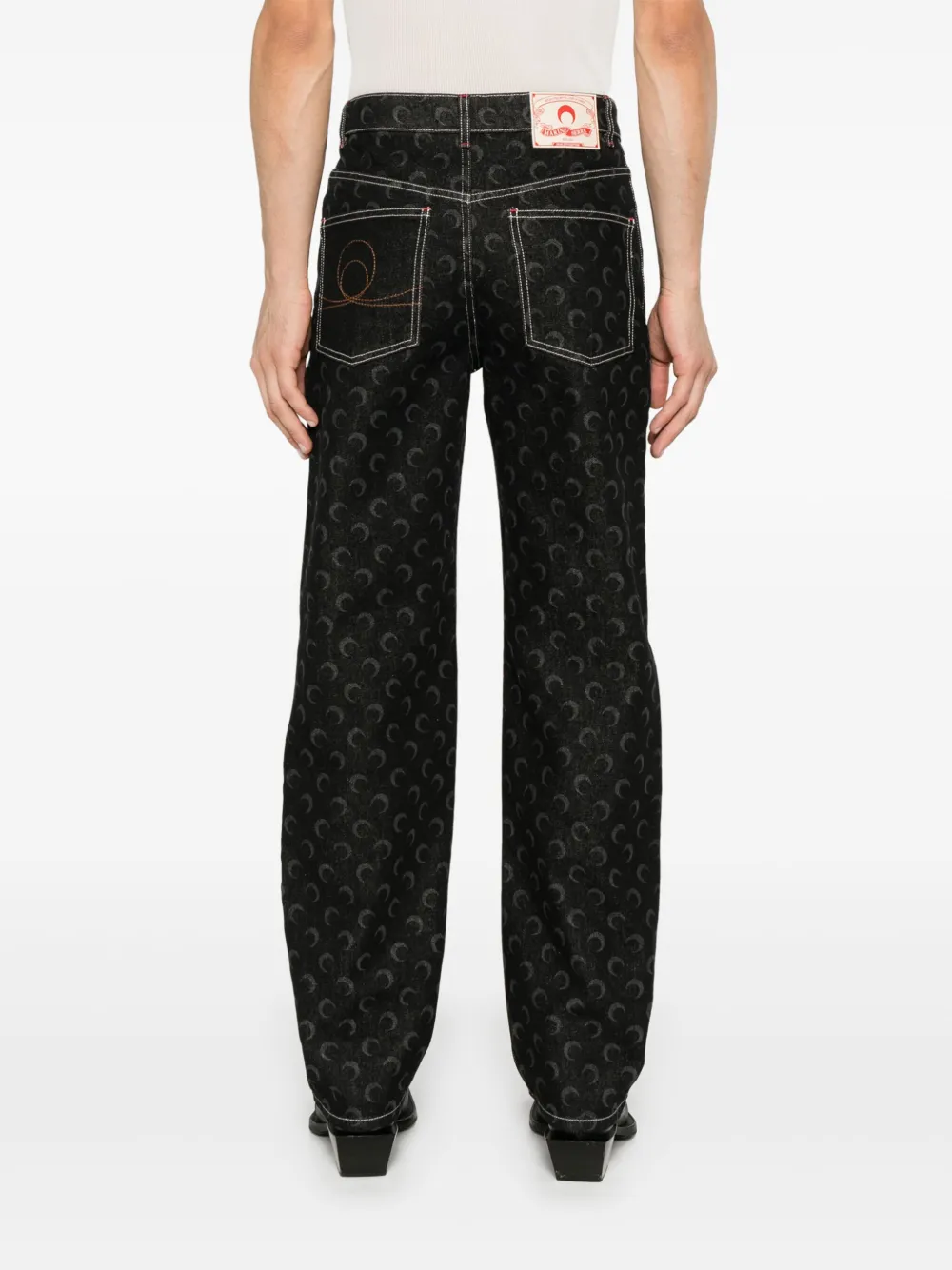 Marine Serre Jeans met maanprint Zwart
