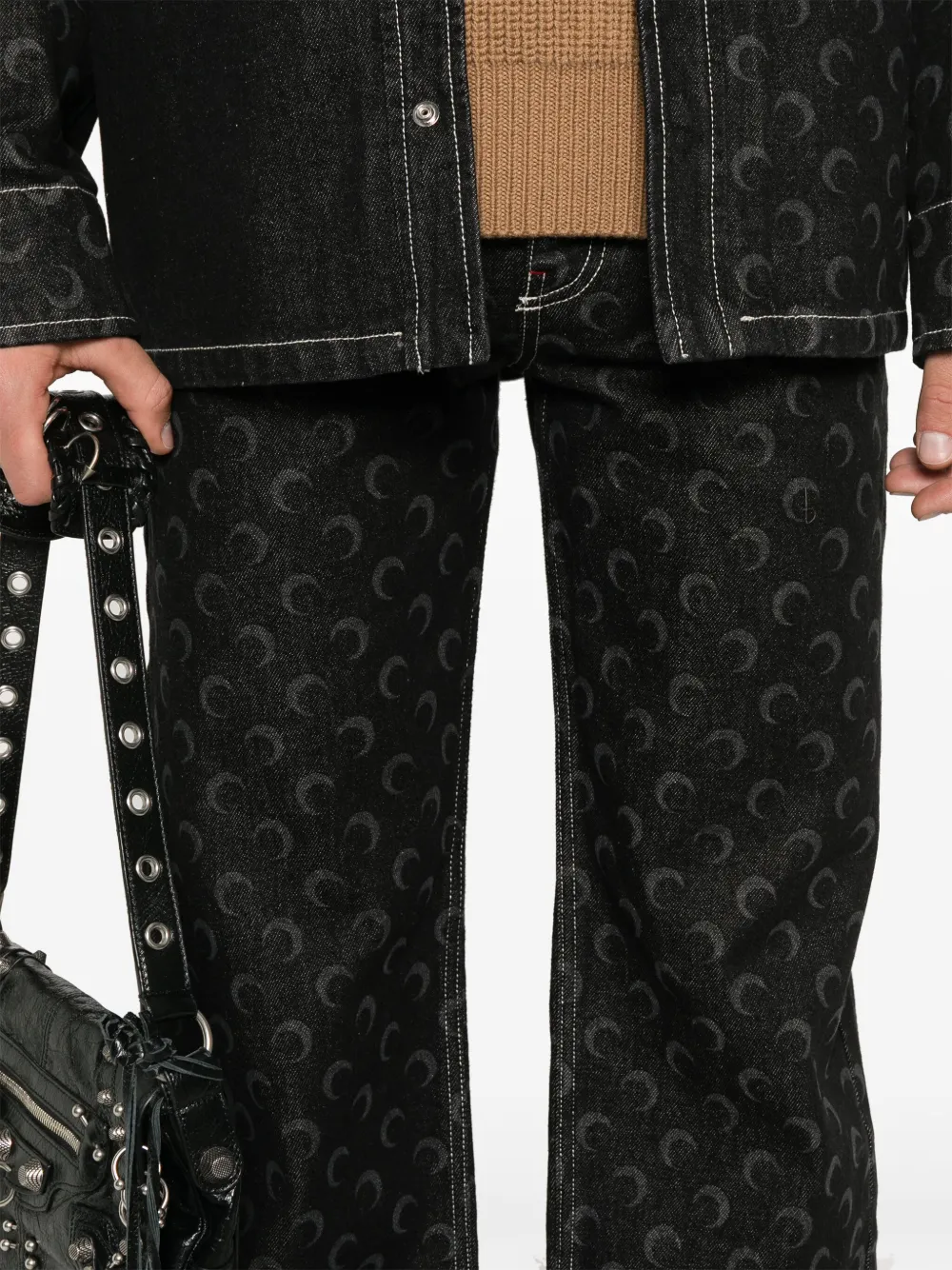 Marine Serre Jeans met maanprint Zwart