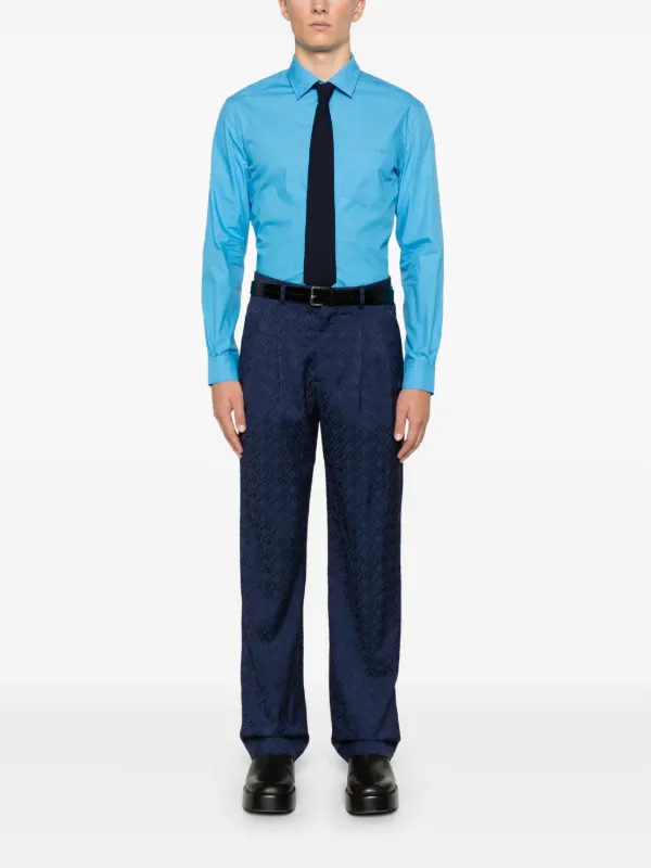 Marine Serre Moon Diamond-jacquard Trousers | Blue | FARFETCH JO