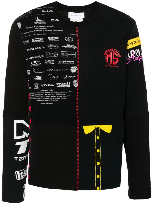 ◆Marine Serre◆MSグラフィックT Sn42Tシャツ Marine Serre アップサイクル Tシャツ | ブラック | FARFETCH JP