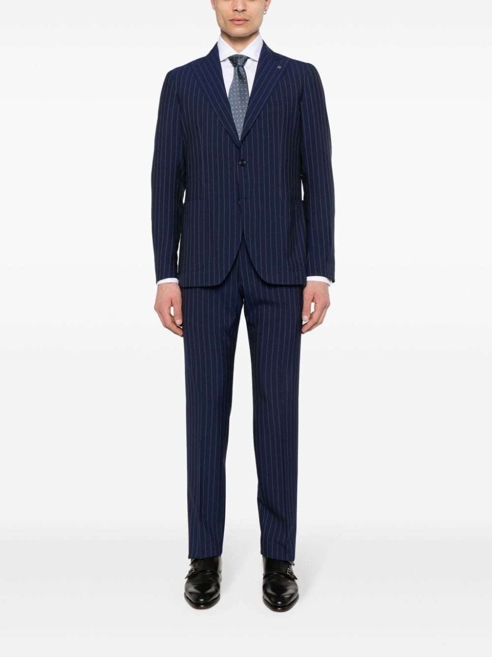 Shop Tagliatore Single-breasted Wool Suit In Blue