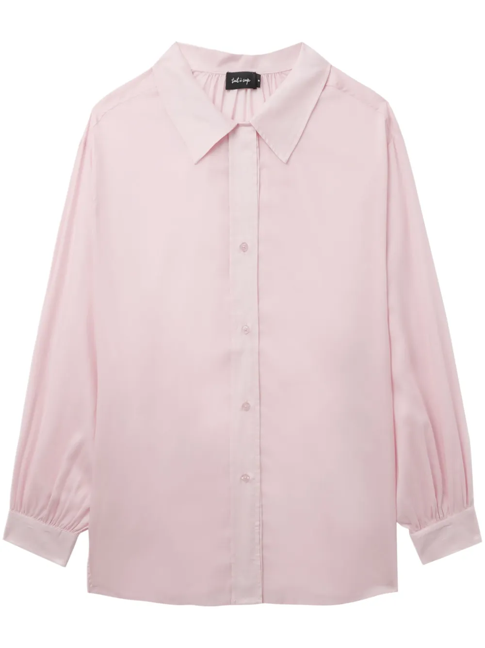 Tout A Coup Ruched-detail Button-up Shirt In Pink