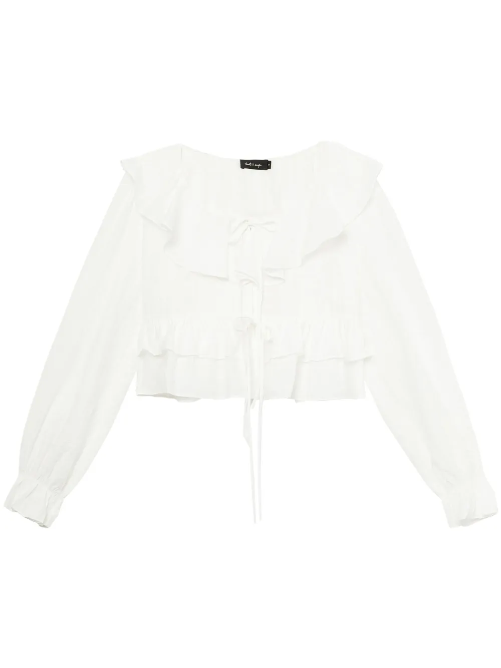 Tout A Coup Ruffle-detail Striped Blouse In White