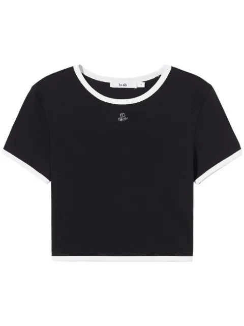 b+ab rhinestone-logo contrast-trim T-shirt